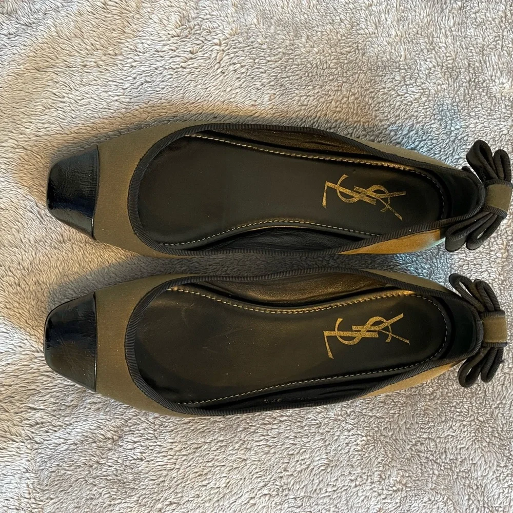 YSL flat shoes , size 7.5 ,in black kaki color - Picture 2 of 16
